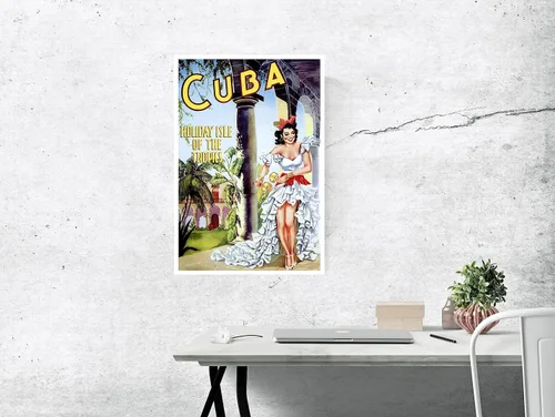 Vista 2 de Artist Unknown Póster de Cuba, Isla de los Trópicos, Póster de Viaje Vintage Home Decor, Wall Art