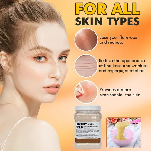 Vista 2 de Máscara de gelatina en polvo para faciales, antienvejecimiento de oro de 24 quilates, mascarilla facial profesional para combatir líneas finas