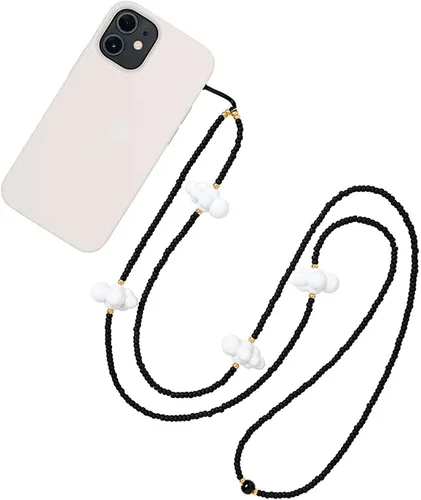 Vista 30 de Beaded Phone Charm Lanyard Strap Crossbody Fixed Beads Pearl Neck Chain