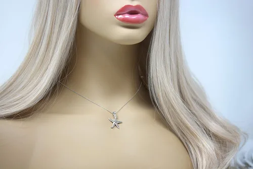 Vista 2 de CaliRoseJewelry Collar con colgante de plata de ley con estrella de mar brillante