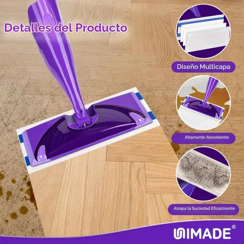 Vista 6 de UNIMADE 100 unidades de repuesto de almohadilla de fregona compatible con Swiffer WetJet