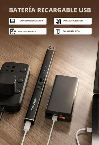 Vista 2 de Encendedor eléctrico con bloqueo de seguridad USB recargable a prueba de viento y sin llama de arco de plasma para rellenos de cestas de Pascua