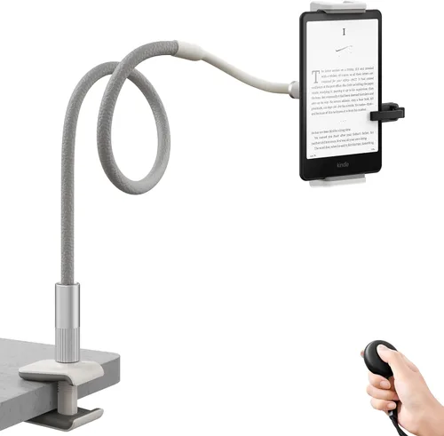 Vista 9 de SAIJI Soporte para Kindle de Cuello de Ganso de 47", Soporte para Tableta para Cama con Base Mejorada, Soporte para iPad con Brazo Flexible