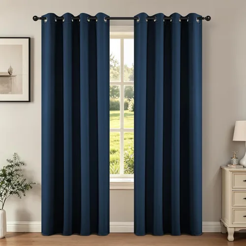 Vista 118 de Joydeco - Juego de 2 paneles de cortinas opacas de 63 pulgadas, 2 cortinas largas con aislamiento térmico burg, cortinas de oscurecimiento