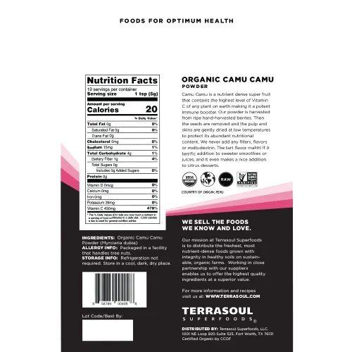 Vista 2 de Terrasoul superalimento Polvo de Camu Camu (Orgánico),3,5 onzas