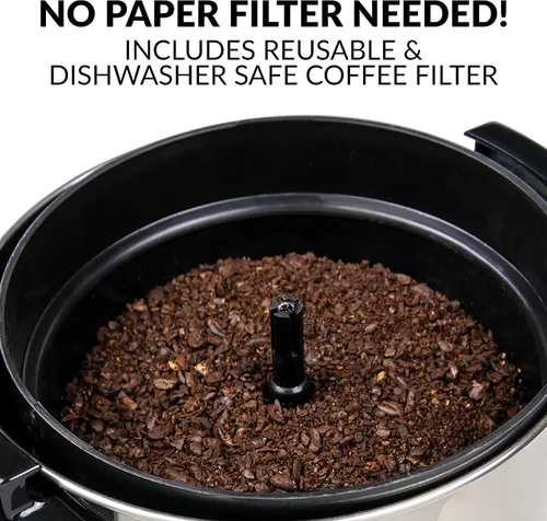 Vista 4 de Homecraft Urna de café de 100 tazas y dispensador de bebidas calientes con grifo antigoteo, preparación rápida, urna de café de acero inoxidable