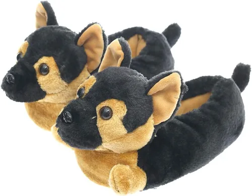 Vista 2 de Millffy Pantuflas clásicas de conejo para adultos, pantuflas de felpa de tamaño infantil, pantuflas de animales de pastor perro corgi disfraz calzado
