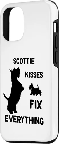 Vista 2 de iPhone 15 Scottie kisses fix everything Scottish Terrier Mom Dad Case