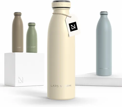 Vista 42 de LARS NYSØM Botella de agua aislada de acero inoxidable de 12 onzas, 17 onzas, 25 onzas, 34 onzas, 51 onzas, frasco térmico aislado para bebidas