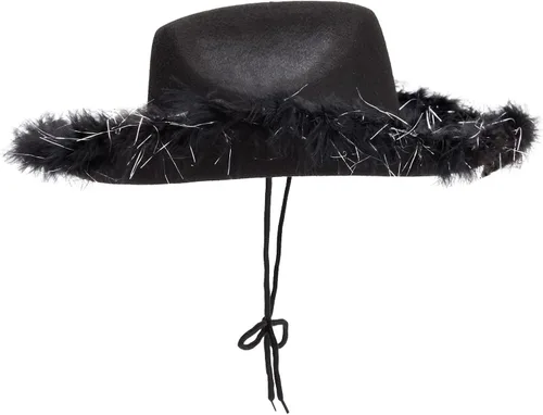 Vista 7 de Cowboy Hats for Women and Men - Fluffy, Sparkly Cowgirl Hat with Feathers for Costume, Dress Up Birthday, Party