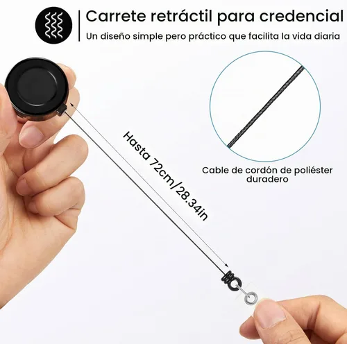 Vista 4 de Zonon 3 clips retráctiles para tarjetas de identificación con clip de cinturón de metal para colgar tarjetas, llaveros, soportes para tarjetas