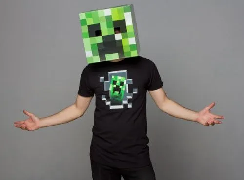 Vista 3 de JINX Máscara de disfraz de cabeza de enredadera de Minecraft, Verde