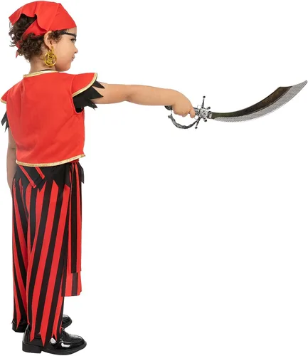 Vista 3 de Disfraz de intendente feroz de pirata con accesorios para fiestas temáticas de niños Halloween