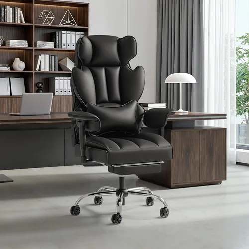 Vista 2 de Furmax Silla de oficina grande y alta, silla de juegos de respaldo alto con reposapiés para personas pesadas, silla de oficina ergonómica cómoda