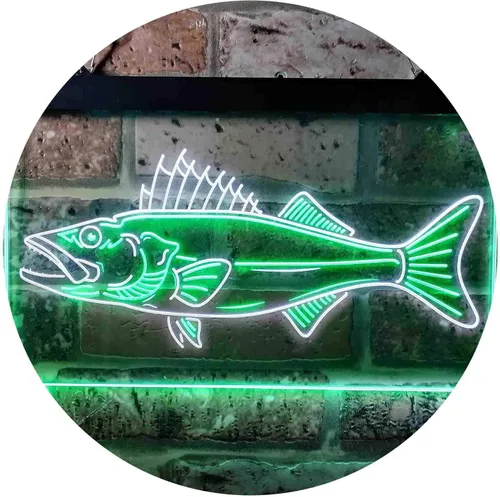Vista 16 de ADVPRO Walleye Fish Camp Man Cave Dual Color LED Neon Sign Blue & Red 12 x 8 Inches st6s32-i3732-br
