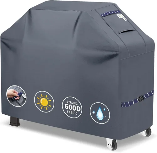 Vista 7 de Cubierta de Parrilla 600D Resistente, Protector de Barbacoa Universal Impermeable con Correas Ajustables, Cubierta de Horno al Aire Libre Resistente