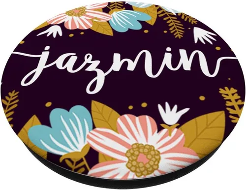 Vista 2 de First Name PACH422 Jazmin & Pink Blue & Yellow Flowers - PopSockets Grip and Stand for Phones and Tablets