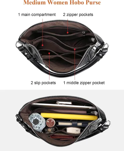 Vista 6 de Over Earth Bolso Hobo de cuero genuino para mujer, bolsos cruzados