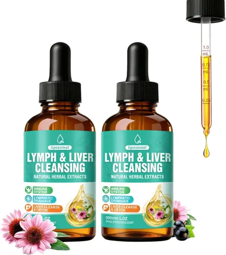Vista 8 de Gotas de drenaje linfático 25 en 1 para mujeres y hombres, apoyo hepático e inmunológico, 2 fl oz