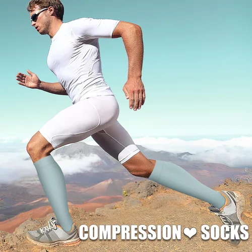 Vista 135 de Paquete de 3 pares de calcetines de compresión médica para mejorar la circulación de mujeres y hombres, para correr, hacer deporte y amamantar