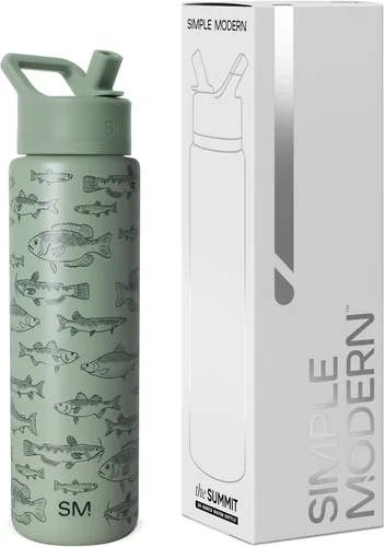 Vista 74 de Simple Modern botella de agua con tapa con pajita, termo de acero inoxidable con aislamiento al vacío, reutilizable, sin BPA, sin fugas