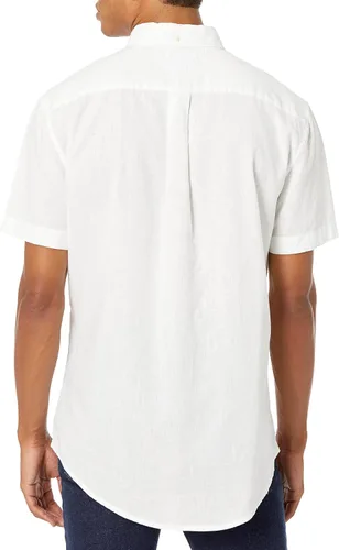 Vista 2 de Tommy Hilfiger Camisa de lino de manga corta con botones para hombre en ajuste personalizado