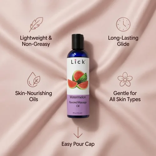 Vista 8 de Aceite de masaje con sabor a sandía para parejas, loción masajista comestible con vitamina E, almendra dulce y aceite de coco no es pegajosa y suave