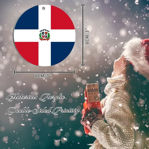 Vista 2 de Adornos de bandera de República Dominicana para árbol de Navidad, bandera nacional de República Dominicana, decoración de árbol de Navidad, recuerdo