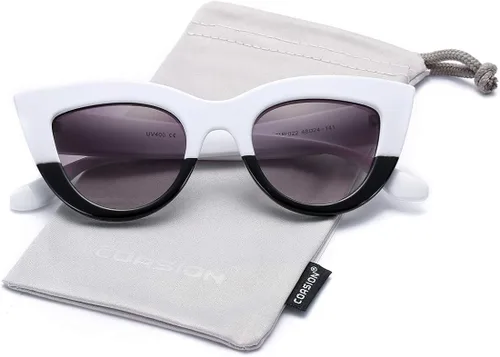 Vista 2 de Lentes de sol estilo retro con forma de ojo de gato, para mujer, modernos, estilo espejo, con protección UV400