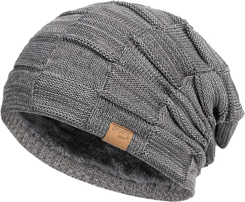 Vista 14 de Vgogfly Slouchy Beanie for Men Winter Hats for Guys Cool Beanies Mens Lined Knit Warm Thick Skully Stocking Binie Hat Negro