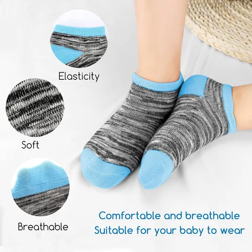 Vista 3 de Auranso 12 pares de calcetines atléticos transpirables para niños y niñas de algodón de corte bajo