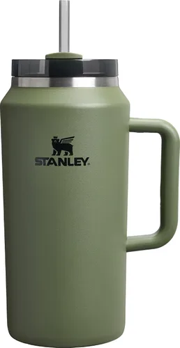 Vista 193 de STANLEY Quencher H2.0 Vaso Térmico con asa y pajilla, 64 onzas, tapa Flowstate de 3 posiciones, gran capacidad para viajes y deportes, vaso de acero