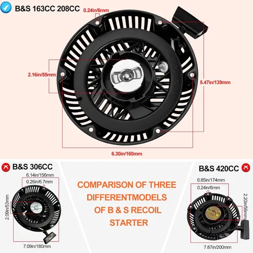 Vista 4 de SOFO Conjunto de arranque de tracción para Briggs and Stratton 163cc 208cc 5hp 6.5hp motor CR950 CR750 CR550 XR550 XR750 XR950 XR950 Generador