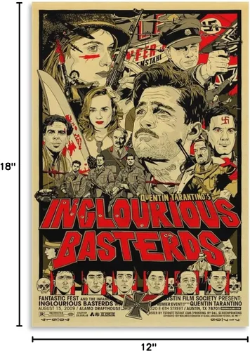 Vista 6 de BICHI Inglourious Basterds - Póster de arte en lienzo y arte de pared, póster moderno para decoración de dormitorio familiar, 12 x 18 pulgadas