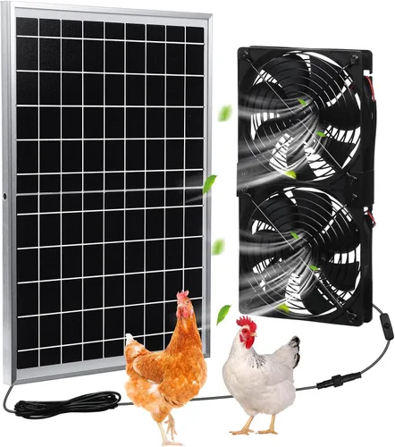 Vista 8 de Glooglitter Kit de ventilador de panel solar, impermeables, paneles de 15 W, 2 unidades, ventilador sin escobillas de CC de alta velocidad