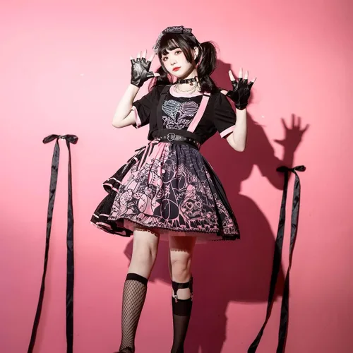 Vista 2 de Mingyuezai Women's Lolita Dress Gothic Punk Skirt Party Halloween Costume Cosplay