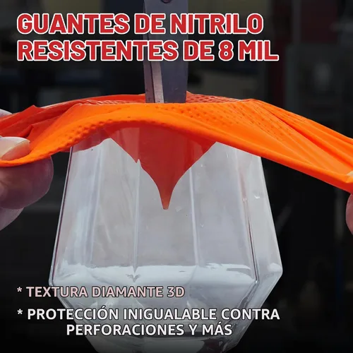 Vista 3 de Jointown Guantes Básicos de Nitrilo de Servicio Pesado, Guantes de Mecánico de Nitrilo Desechables de 8 Mil, con Textura de Diamante Elevada, Caja