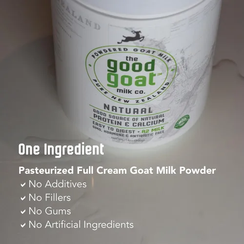 Vista 5 de Leche de cabra en crema completa de Nueva Zelanda en polvo (natural) - 14oz 100% goat milk • One ingredient • Full cream • No additives •
