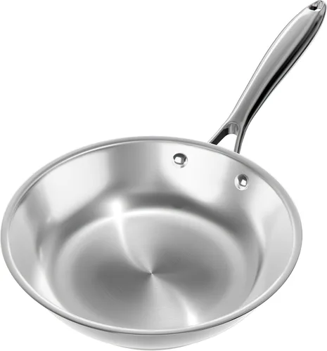 Vista 5 de Verel Sartén de acero inoxidable – Sartén de acero inoxidable de 8 pulgadas, apta para lavavajillas y horno