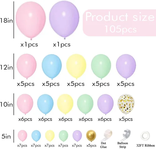 Vista 3 de Kit de guirnalda de arco de globos pastel para decoración de bodas, baby