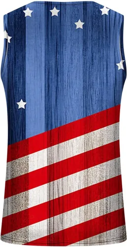 Vista 4 de Camisetas Mangas del Día la Independencia Hombres Camisetas sin Mangas Estampado Estrellas Cinco puntas Camisetas