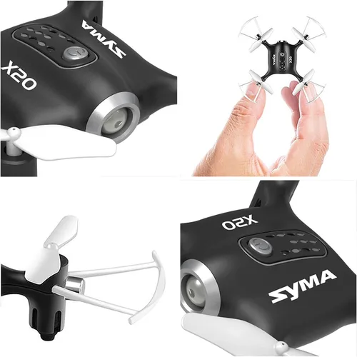 Vista 4 de Dron Cheerwing Syma 20, de bolsillo 2.4Ghz a control remoto Mini Quadcopter con aguante de altitud y una llave para despegue / aterrizaje, Negro