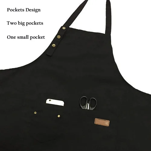 Vista 5 de Delantal personalizado para hombres y mujeres, delantales de lona de cocina personalizados con bolsillos, nombre, texto, logotipo, imagen