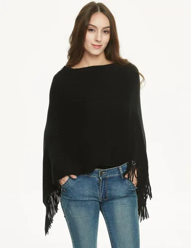 Vista 3 de Ferand Suéter tipo poncho ligero para mujer, chal versátil, regalos navideños para mujeres 2024 Negro