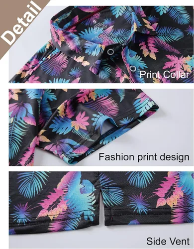 Vista 3 de Esabel.C Camisas de golf para hombre de manga corta, con estampado, que absorbe la humedad