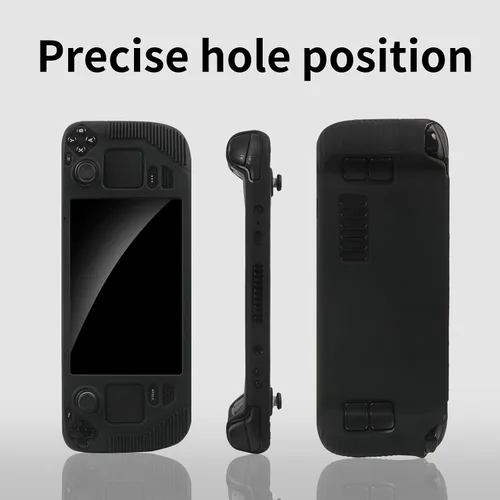 Vista 3 de Protective Case for Steam Deck, with Screen Protector*1 and Thumb Grips*2 pairs, Hosanwell Full Body Silicone Protective Case for Steam Deck, Black