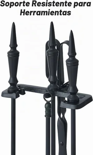 Vista 6 de Lichamp Juego de Herramientas Góticas para Chimenea, 5 Piezas para Interiores y Exteriores, Juego Resistente de Atizadores para Chimenea con Mango