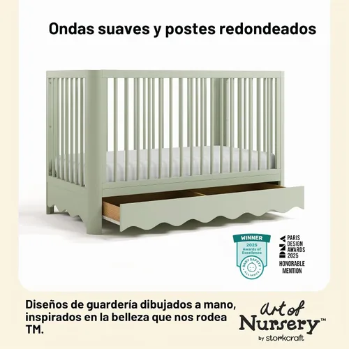 Vista 4 de Storkcraft Casablanca 5-in-1 Convertible Crib with Drawer, Sage Salvia