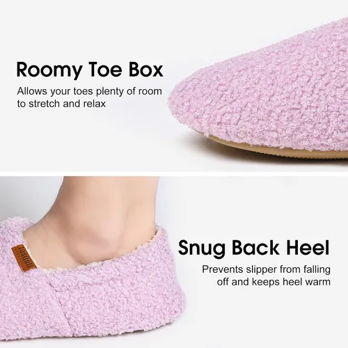 Vista 3 de Josijoli Pantuflas de espuma viscoelástica de piel rizada para mujer, pantuflas cerradas para interiores y exteriores