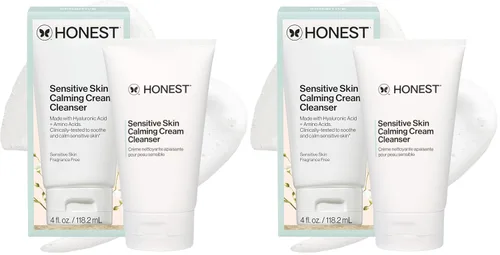 Vista 12 de Honest Beauty Limpiador en crema calmante para piel sensible, limpia suavemente hidrata calma, hipoalergénico, sin fragancia, vegano, 4 onzas